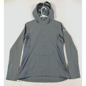 Fossa Apparel Jacket Mens XS Gray Hooded 1/2 Zip Softshell Windbreaker Ripple